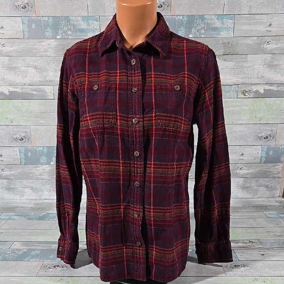 Duluth Trading Company Plaid Cotton Button Down Long Sleeve Shirt/Top Sz Small - Picture 1 of 5